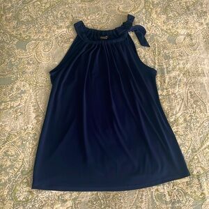 Like New Navy Grace top. Flowy, with side tie neck detail.
